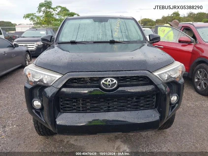 2016 Toyota 4Runner Sr5 Prem/Ltdl/Trail/Trd VIN: JTEBU5JRXG5388290 Lot: 40476439