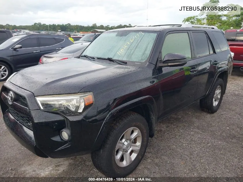 2016 Toyota 4Runner Sr5 Prem/Ltdl/Trail/Trd VIN: JTEBU5JRXG5388290 Lot: 40476439