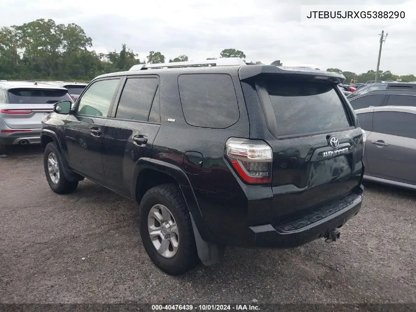 2016 Toyota 4Runner Sr5 Prem/Ltdl/Trail/Trd VIN: JTEBU5JRXG5388290 Lot: 40476439