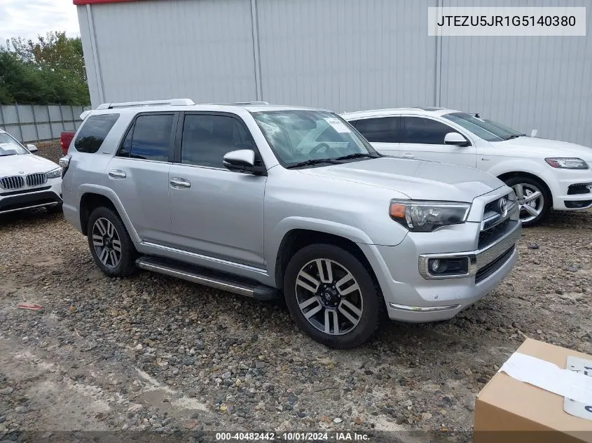 2016 Toyota 4Runner Limited VIN: JTEZU5JR1G5140380 Lot: 40482442