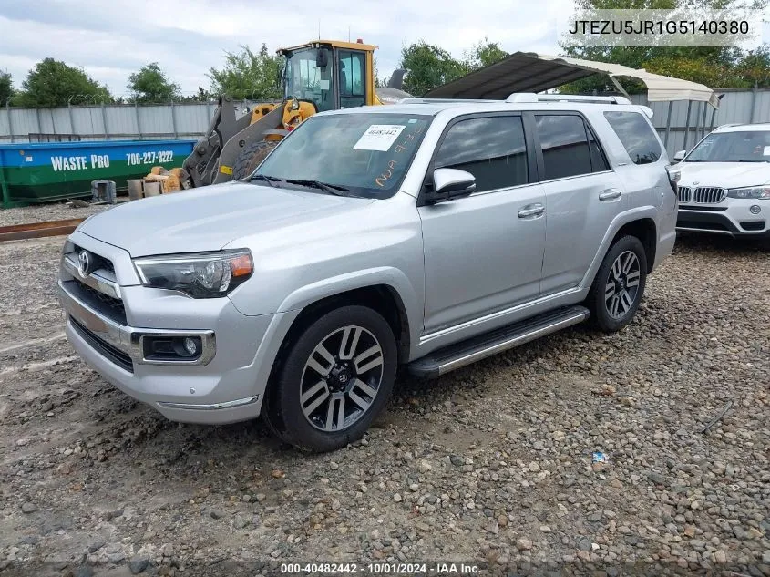 2016 Toyota 4Runner Limited VIN: JTEZU5JR1G5140380 Lot: 40482442