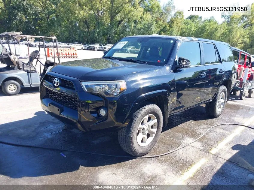 2016 Toyota 4Runner Sr5 Premium VIN: JTEBU5JR5G5331950 Lot: 40484618