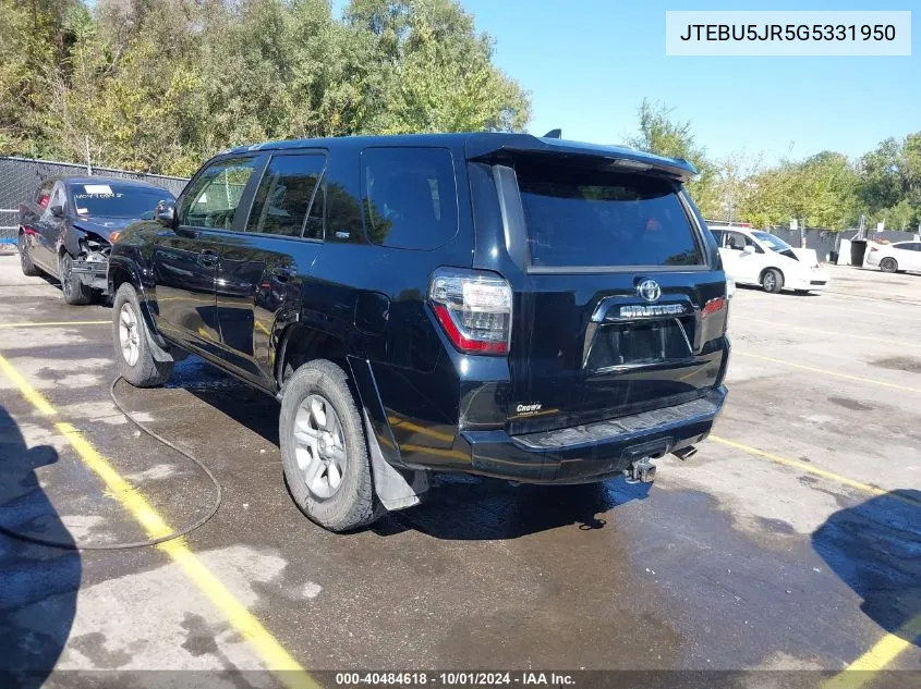 2016 Toyota 4Runner Sr5 Premium VIN: JTEBU5JR5G5331950 Lot: 40484618