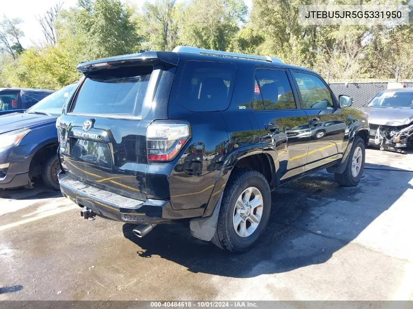 2016 Toyota 4Runner Sr5 Premium VIN: JTEBU5JR5G5331950 Lot: 40484618