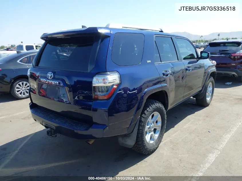 2016 Toyota 4Runner Sr5 VIN: JTEBU5JR7G5336518 Lot: 40486150