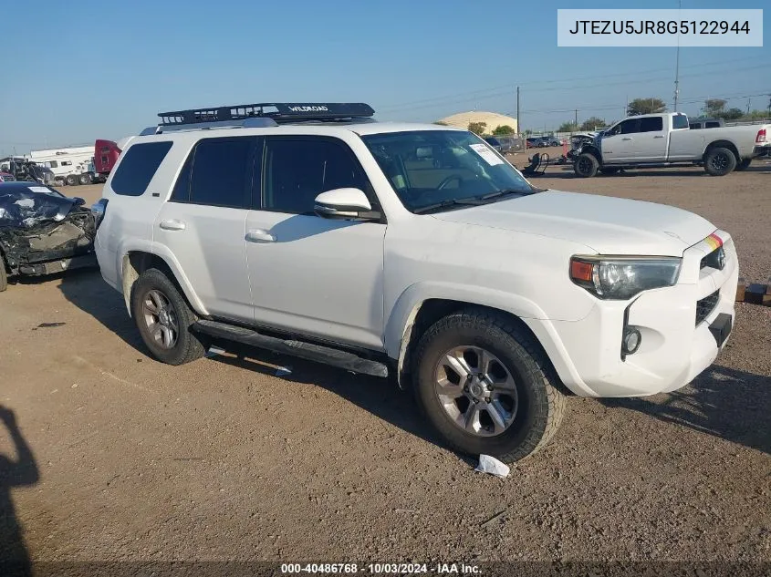 2016 Toyota 4Runner Sr5 Premium VIN: JTEZU5JR8G5122944 Lot: 40486768