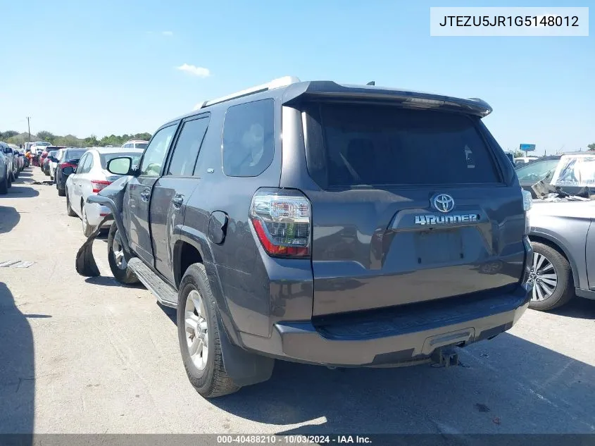 2016 Toyota 4Runner Sr5 Premium VIN: JTEZU5JR1G5148012 Lot: 40488210