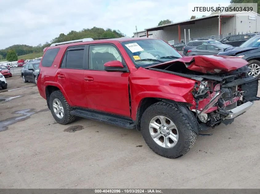 JTEBU5JR7G5403439 2016 Toyota 4Runner Sr5