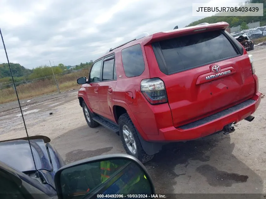 JTEBU5JR7G5403439 2016 Toyota 4Runner Sr5