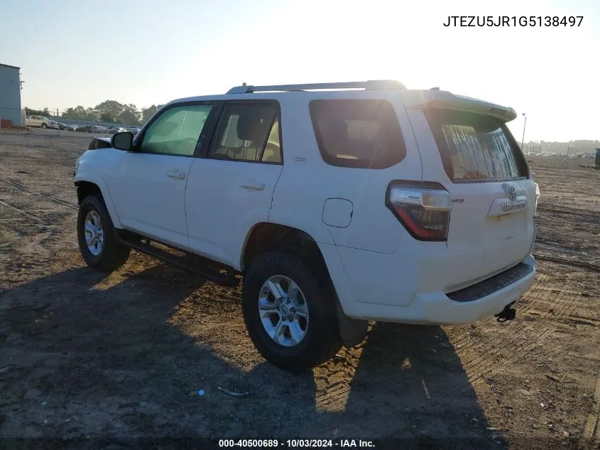 2016 Toyota 4Runner Sr5 VIN: JTEZU5JR1G5138497 Lot: 40500689