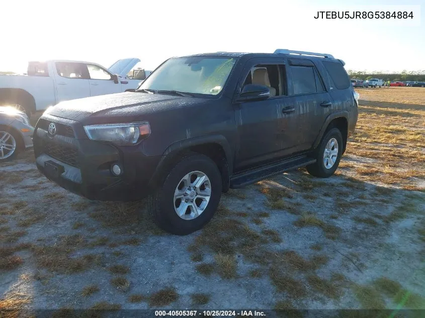 2016 Toyota 4Runner Sr5 Premium VIN: JTEBU5JR8G5384884 Lot: 40505367