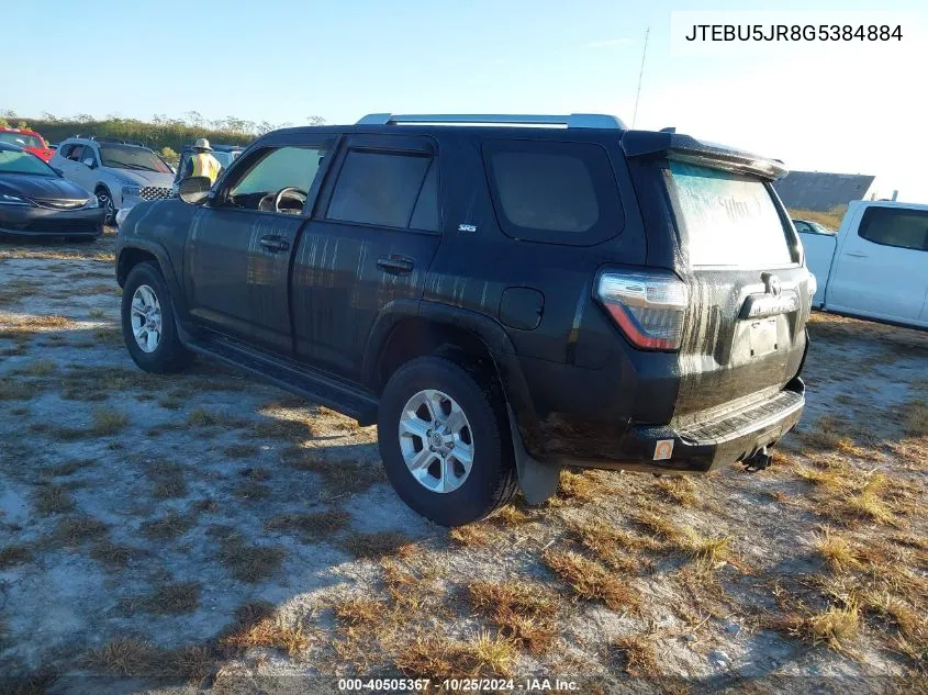 2016 Toyota 4Runner Sr5 Premium VIN: JTEBU5JR8G5384884 Lot: 40505367