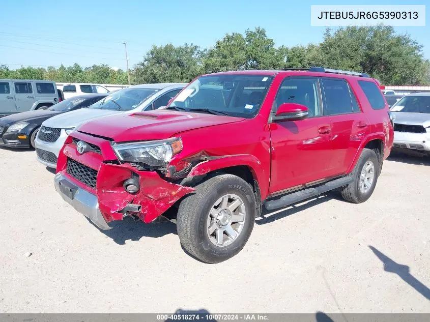 2016 Toyota 4Runner Sr5 Prem/Ltdl/Trail/Trd VIN: JTEBU5JR6G5390313 Lot: 40518274