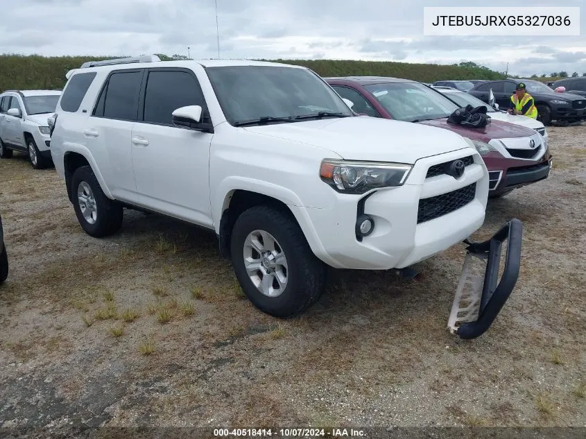 2016 Toyota 4Runner Sr5 Prem/Ltdl/Trail/Trd VIN: JTEBU5JRXG5327036 Lot: 40518414