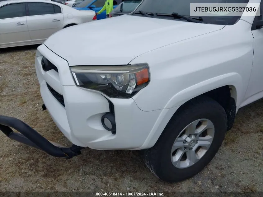 2016 Toyota 4Runner Sr5 Prem/Ltdl/Trail/Trd VIN: JTEBU5JRXG5327036 Lot: 40518414