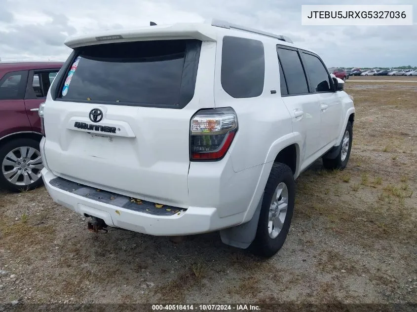 2016 Toyota 4Runner Sr5 Prem/Ltdl/Trail/Trd VIN: JTEBU5JRXG5327036 Lot: 40518414