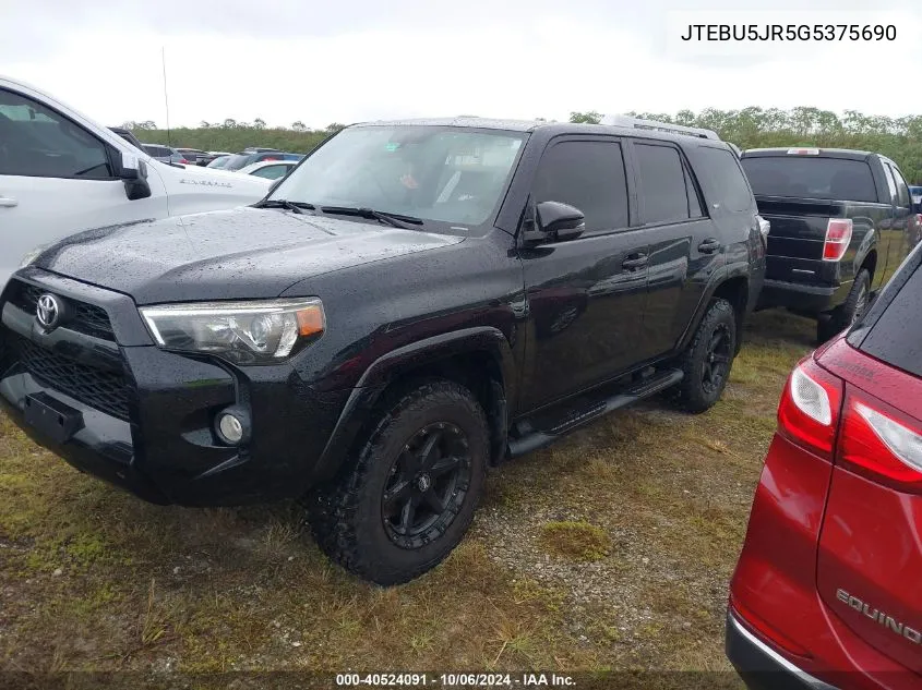 2016 Toyota 4Runner Sr5 Premium VIN: JTEBU5JR5G5375690 Lot: 40524091