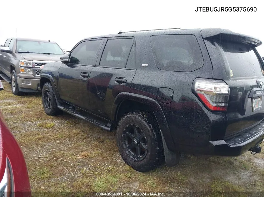 2016 Toyota 4Runner Sr5 Premium VIN: JTEBU5JR5G5375690 Lot: 40524091