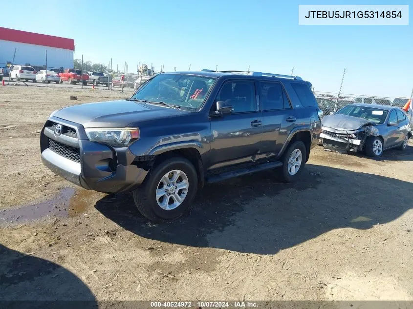 2016 Toyota 4Runner Sr5 Premium VIN: JTEBU5JR1G5314854 Lot: 40524972