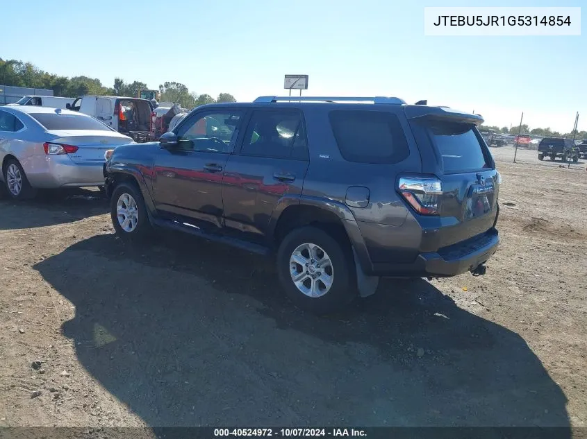 2016 Toyota 4Runner Sr5 Premium VIN: JTEBU5JR1G5314854 Lot: 40524972