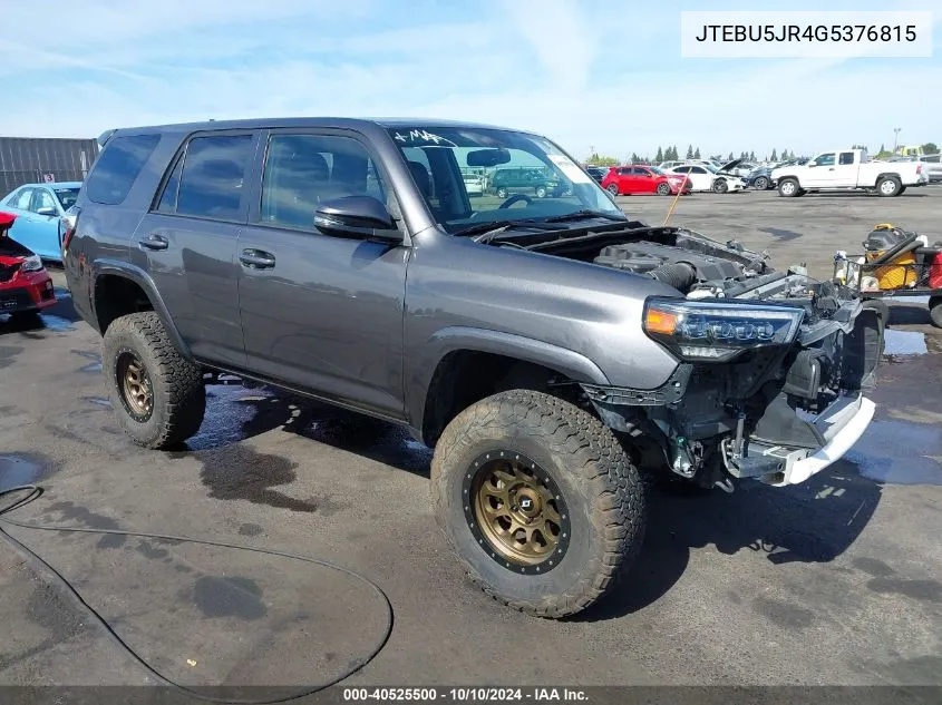 2016 Toyota 4Runner Sr5 Premium VIN: JTEBU5JR4G5376815 Lot: 40525500