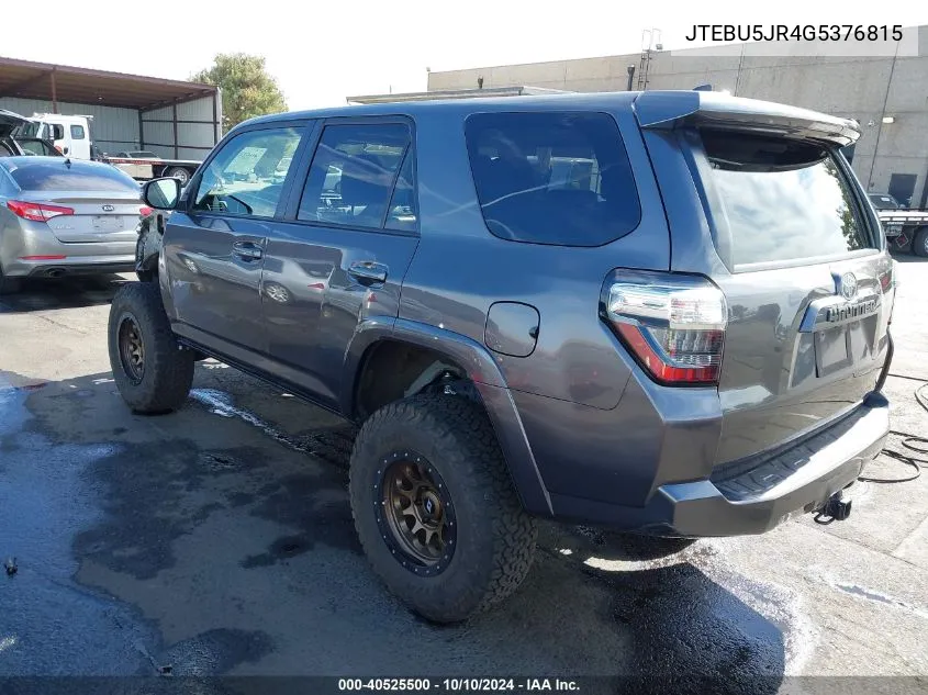 2016 Toyota 4Runner Sr5 Premium VIN: JTEBU5JR4G5376815 Lot: 40525500