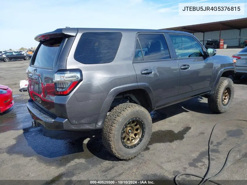 2016 Toyota 4Runner Sr5 Premium VIN: JTEBU5JR4G5376815 Lot: 40525500