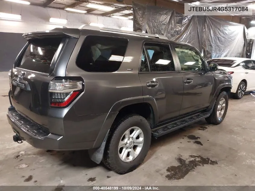 2016 Toyota 4Runner Sr5 Premium VIN: JTEBU5JR4G5317084 Lot: 40548199