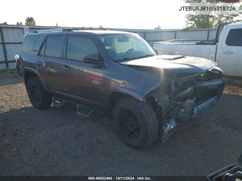 2016 Toyota 4Runner Trd Pro VIN: JTEBU5JR1G5318726 Lot: 40552464