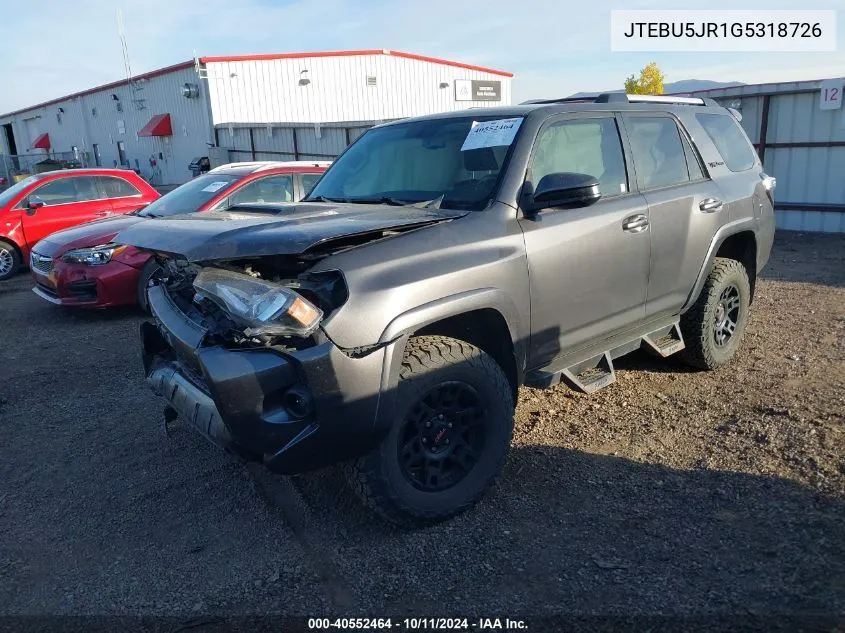 2016 Toyota 4Runner Trd Pro VIN: JTEBU5JR1G5318726 Lot: 40552464