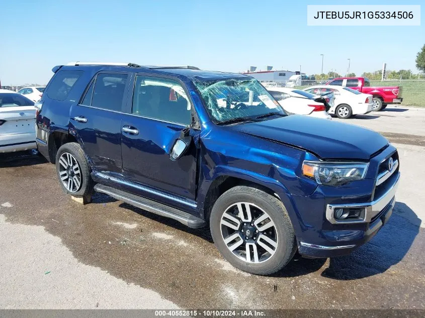 JTEBU5JR1G5334506 2016 Toyota 4Runner Limited