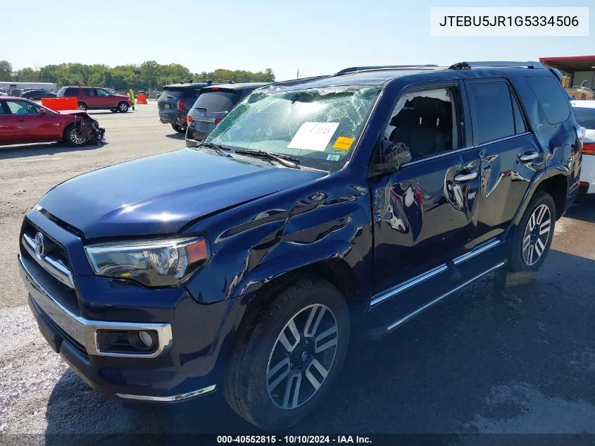 JTEBU5JR1G5334506 2016 Toyota 4Runner Limited