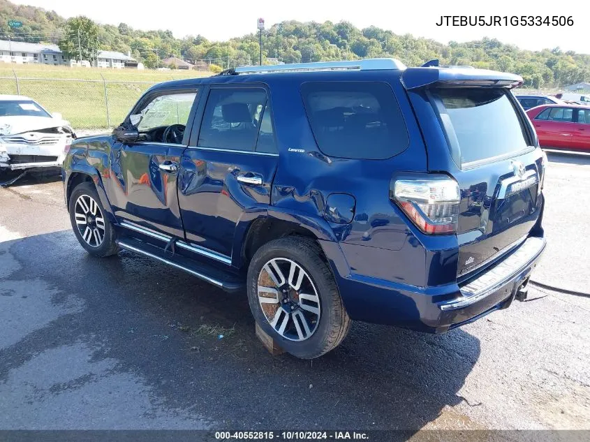 2016 Toyota 4Runner Limited VIN: JTEBU5JR1G5334506 Lot: 40552815