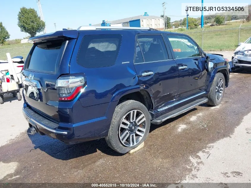 JTEBU5JR1G5334506 2016 Toyota 4Runner Limited