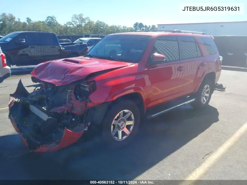 2016 Toyota 4Runner Trail Premium VIN: JTEBU5JR6G5319631 Lot: 40563152