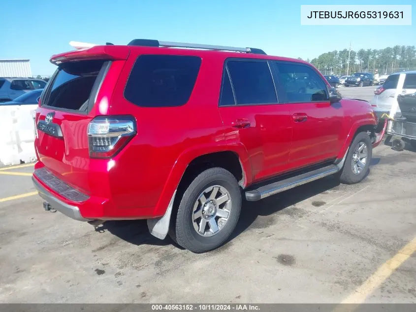 2016 Toyota 4Runner Trail Premium VIN: JTEBU5JR6G5319631 Lot: 40563152