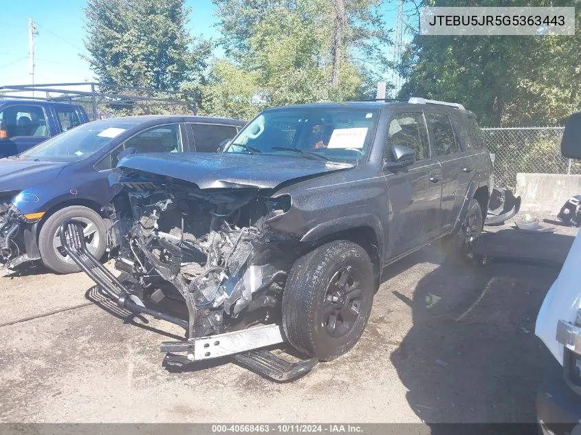 2016 Toyota 4Runner Sr5 VIN: JTEBU5JR5G5363443 Lot: 40568463