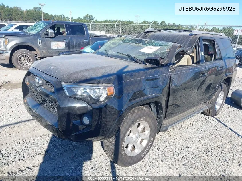 2016 Toyota 4Runner Sr5 VIN: JTEBU5JR5G5296925 Lot: 40599353