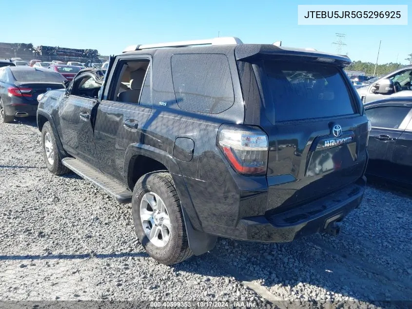 2016 Toyota 4Runner Sr5 VIN: JTEBU5JR5G5296925 Lot: 40599353