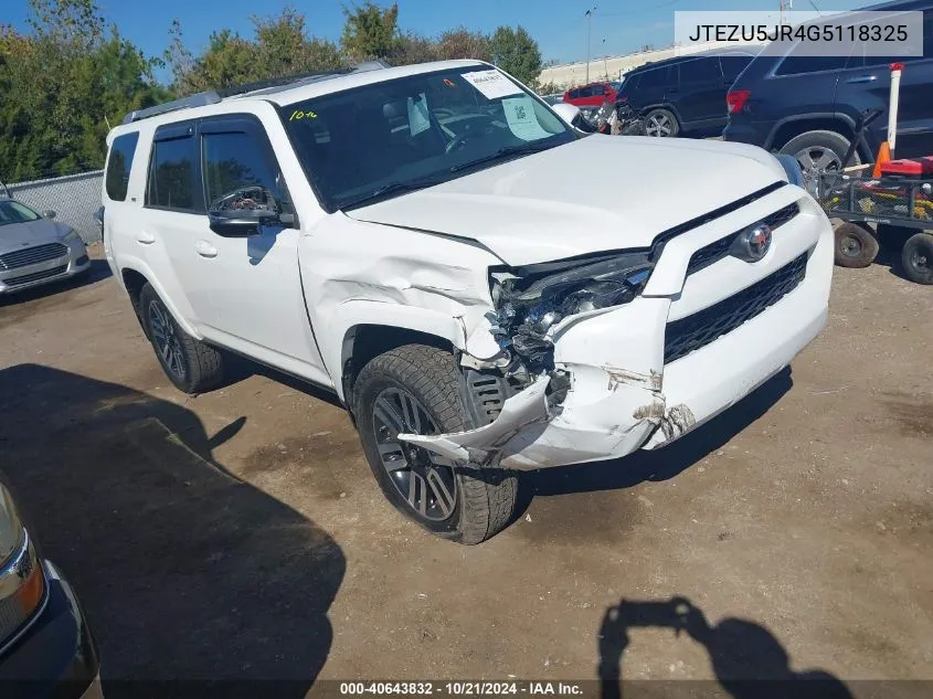 2016 Toyota 4Runner Sr5 Premium VIN: JTEZU5JR4G5118325 Lot: 40643832