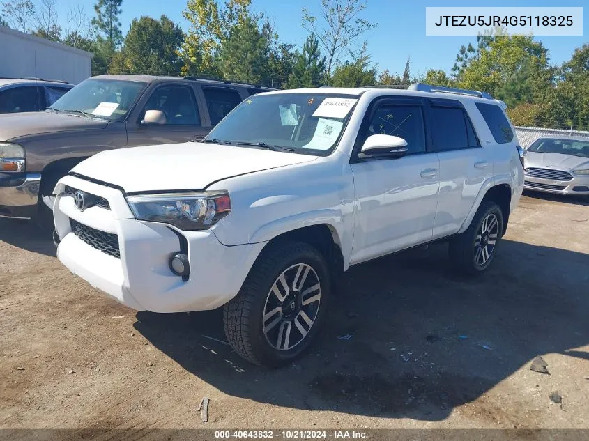 2016 Toyota 4Runner Sr5 Premium VIN: JTEZU5JR4G5118325 Lot: 40643832