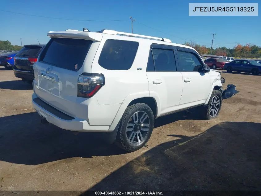 2016 Toyota 4Runner Sr5 Premium VIN: JTEZU5JR4G5118325 Lot: 40643832