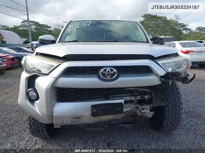 2016 Toyota 4Runner Limited/Sr5/Sr5 Premium/Trail/Trail Premium/Trd Pro VIN: JTEBU5JR3G5339187 Lot: 40661513