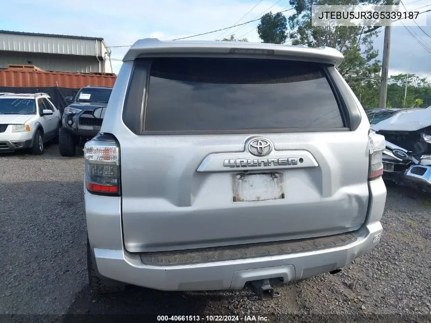 2016 Toyota 4Runner Limited/Sr5/Sr5 Premium/Trail/Trail Premium/Trd Pro VIN: JTEBU5JR3G5339187 Lot: 40661513