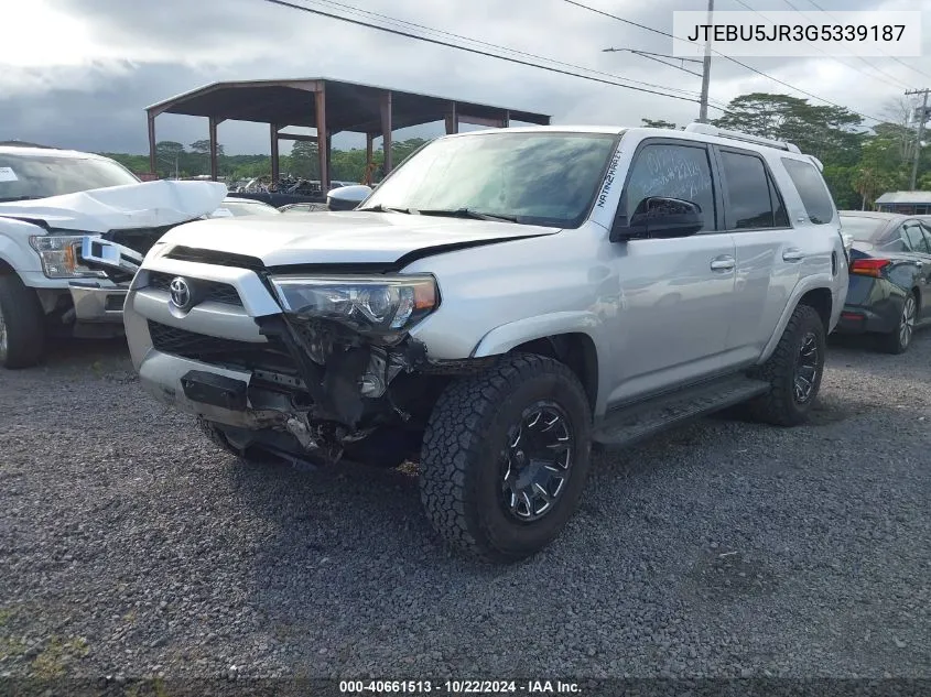 2016 Toyota 4Runner Limited/Sr5/Sr5 Premium/Trail/Trail Premium/Trd Pro VIN: JTEBU5JR3G5339187 Lot: 40661513