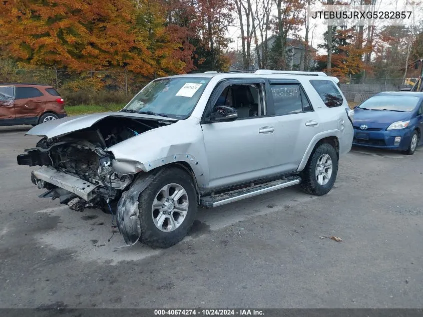 2016 Toyota 4Runner Sr5 Prem/Ltdl/Trail/Trd VIN: JTEBU5JRXG5282857 Lot: 40674274