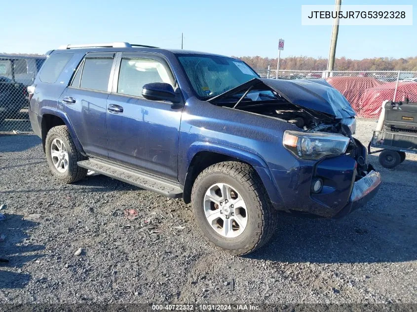 2016 Toyota 4Runner Sr5 VIN: JTEBU5JR7G5392328 Lot: 40722332