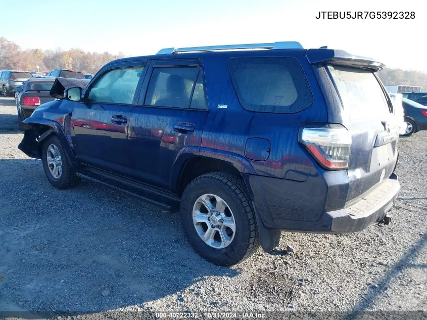 2016 Toyota 4Runner Sr5 VIN: JTEBU5JR7G5392328 Lot: 40722332