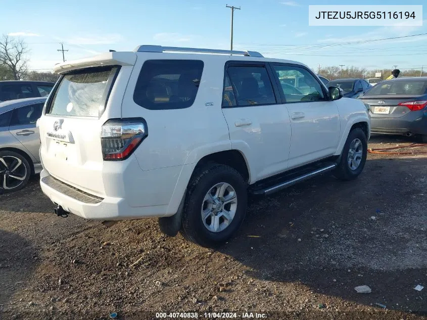 JTEZU5JR5G5116194 2016 Toyota 4Runner Sr5 Premium