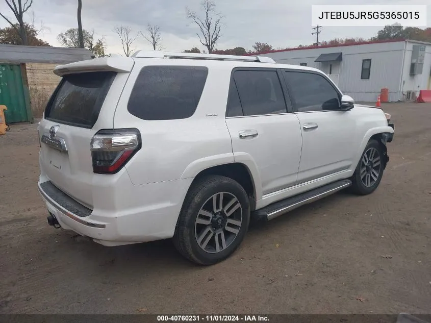 JTEBU5JR5G5365015 2016 Toyota 4Runner Limited